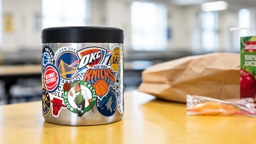 Hydrapeak NBA Officially Licensed All-Team Logo Sticker Print 25oz Stainless Steel Vacuum Insulated Food Jar with Handle, Wide Mouth Leak-Proof Soup Container for Adults, 10 Hours Hot & 16 Hours Cold