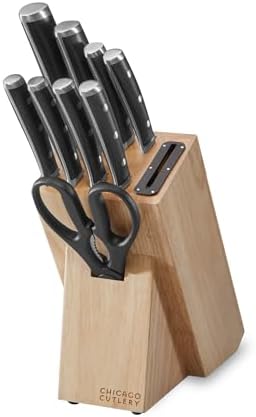 Chicago Cutlery Damen (10-PC) Built-In Sharpener Kitchen Knife Block Set with Steak Knives, Ergonomic Handles and Sharp Stainless Steel Professional Chef Knife Set