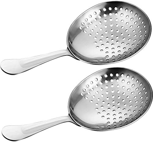 Boao 2 Pack Julep Strainers Stainless Steel Strainer Cocktail Spoon, Silver