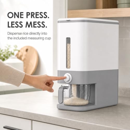 Proarea Rice Dispenser Rice Container 25 Lbs with Measuring Cup