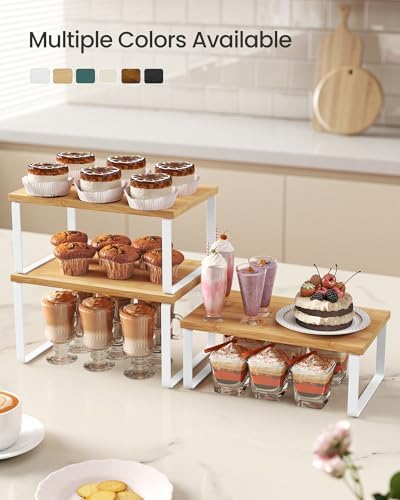 SONGMICS Cabinet Organizer Shelf, Set of 3 Spice Rack, Kitchen Storage
