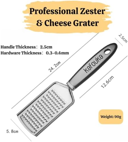 Kitchen Professional Zester & Cheese Grater Stainless Steel Handheld, Metal Lemon Zester Grater With Handle For Cheese, Chocolate, Spices,Garlic,Nutmeg
