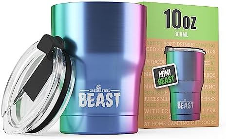 Beast 10 oz Tumbler Stainless Steel Vacuum Insulated Coffee Ice Cup Double Wall Travel Flask (Rainbow)