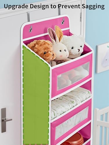JARLINK Over the Door Organizer for Bedroom, Bathroom, 5 Shelf Rose Pink