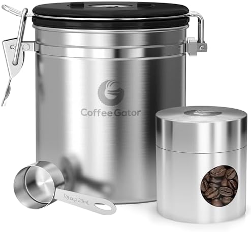 Coffee Gator Coffee Canister, 16oz Airtight Containers & Travel Jar
