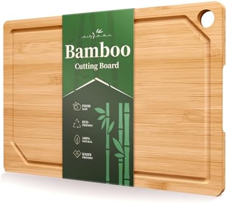 Kitsure Bamboo Cutting Board for Kitchen, Medium, Natural
