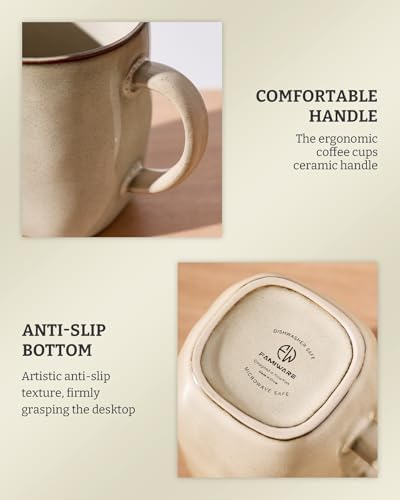 famiware Coffee Mugs Set of 8, Ocean Square 13oz Coffee Cup Set with Handle