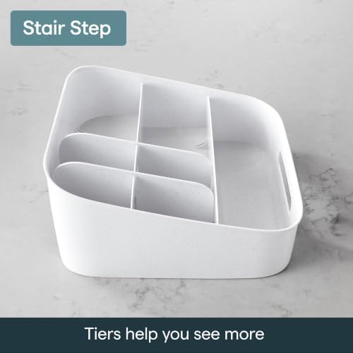 YouCopia ShelfBin Adjustable Snack Bin, BPA-Free Divided Storage Basket for Kitchen Pantry Organization, One Size, Speckled White