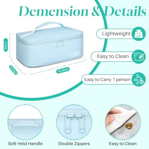 NOL Natural Organic Lifestyle Insulated Lunch Bag for Adults –Compact Cooler Lunch Box with Food-Grade Lining, Waterproof Lunch Bag for Work, Travel | Portable Thermal Meal Tote with Handle,Light blue