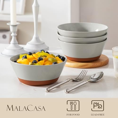 MALACASA Soup Bowls, Ceramic Salad Bowls Set of 4, 36oz Ceramic Bowls