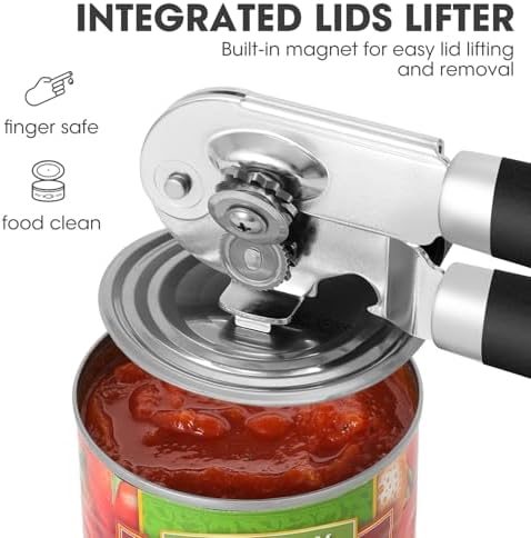 UHIYEE Hand Held Can Opener Manual with Magnet for Home Kitchen, Black