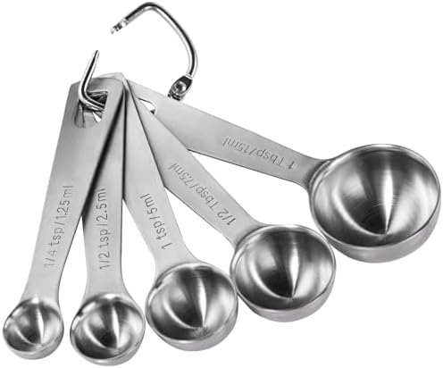 U-Taste 18/8 Stainless Steel Measuring Spoons Set of 5, Teaspoon Tablespoon