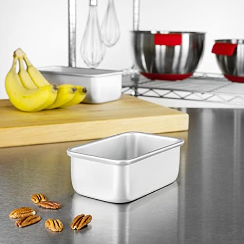 Fat Daddio's BP-5639-2PK Anodized Aluminum Bread Loaf Pan, 4.875 x 2.75 x 2 inch, Set of 2