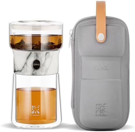 ZENS Small Tea Infuser Pot, One Touch Tea Maker for Leaf Loose Tea, Marble