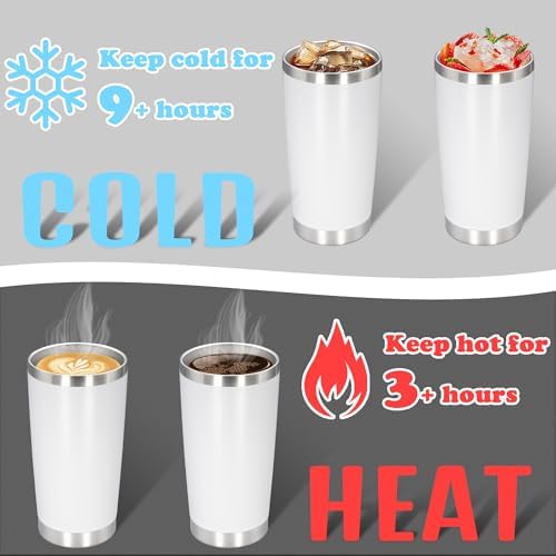 20 oz Tumbler Insulated Tumblers Stainless Steel Coffee Mug,White 12PCS