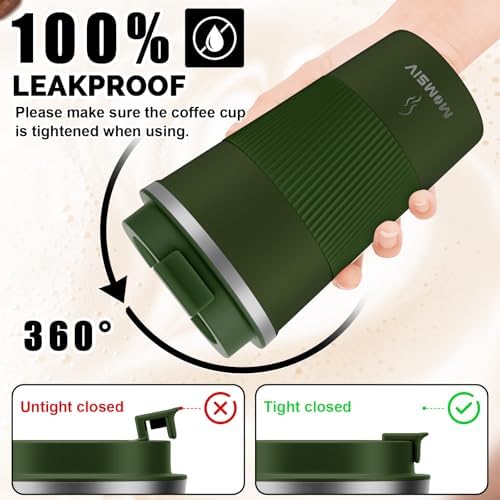 MOMSIV 17oz Travel Coffee Mug, Insulated Coffee Cup with Leakproof Lid