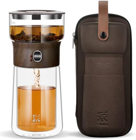 ZENS Glass Infuser Teapot, One Touch Tea Maker for Loose Leaf Tea
