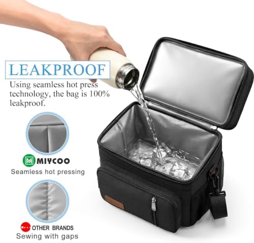 MIYCOO Lunch Bag for Men & Women, Expandable Double Deck Lunch Box, 15L