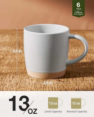 famiware Milkyway Coffee Mugs of 6, 13 oz Mug Set, Ceramic Cup with Handle