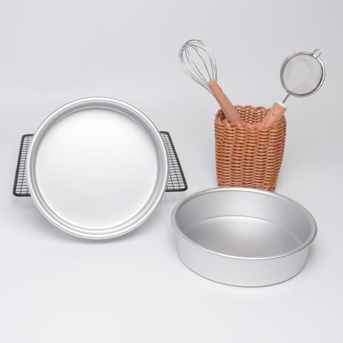 7-inch round cake pans set 2,Cake tins perfect for baking bread, cheesecake, cakes more - durable aluminum molds for circle cake pan (7×2 round Cake Pan, Set of 2)