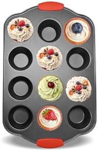 Mini Muffin Pan 12 Cup Muffin Pan with Silicone Grip Handles