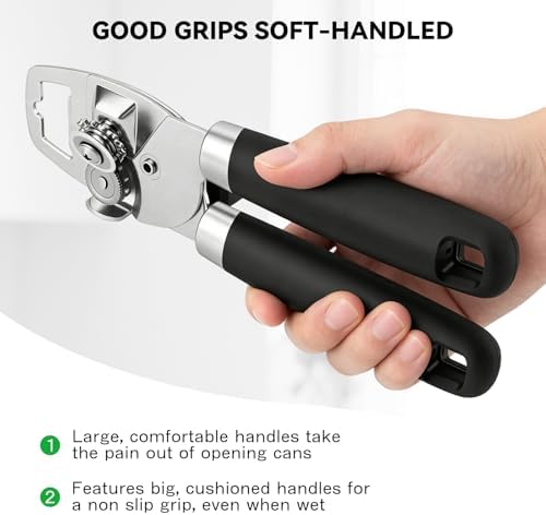NileHome Smooth Edge Manual Can Opener, Sharp Steel Wheel Senior Friendly