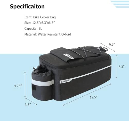 RAYMACE Bike Rear Rack Bag, Bike Trunk Cooler Bag