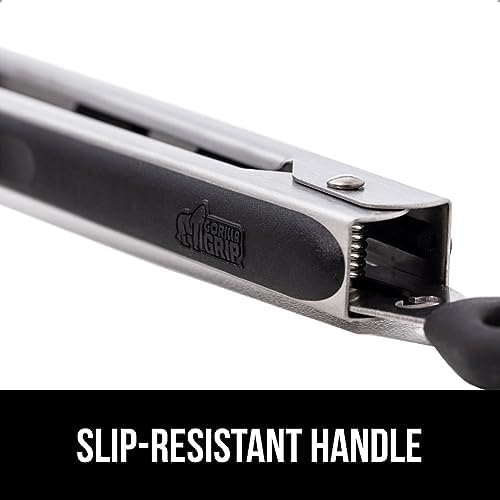 GORILLA GRIP Stainless Steel Kitchen Tongs for Cooking, 2 PK, Black