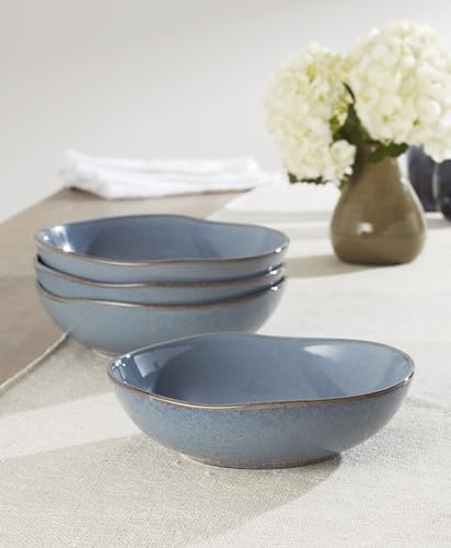 Oneida Organic Shades Blue Stoneware Pasta Bowl Set for 4, 34.5oz
