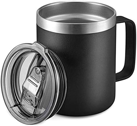 12 oz Insulated Travel Coffee Mug with Handle, Black