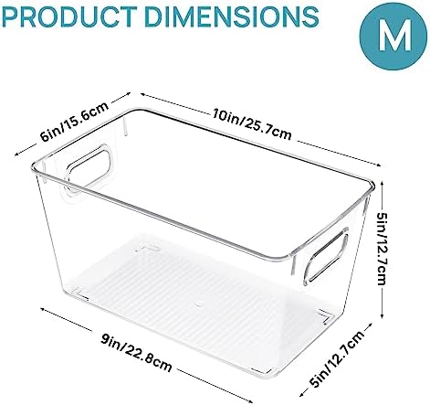 Vtopmart 2 Pack Clear Storage Bins, Pantry Cabinet Organizer Bins, Medium