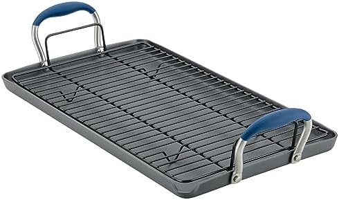 Anolon Advanced Home Hard Anodized Nonstick Double Burner/Flat Grill/Griddle Rack, 10 Inch x 18 Inch, Indigo