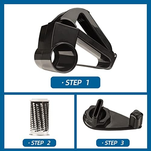 Cheese Grater with Handle, Rotary Cheese Grater,Vegetable, Chocolate, Hard Cheese & Nut Grater, Black