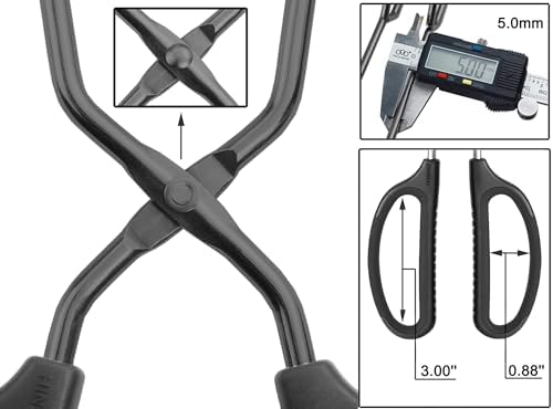 HINMAY 10" Stainless Steel Scissor Tongs with Comfort-Grip Handle (Black)