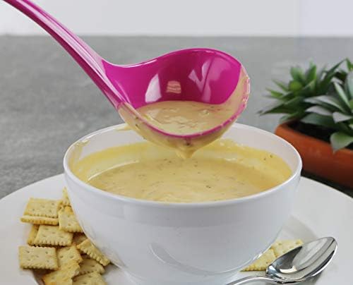 Reston Lloyd Melamine Soup Ladle Kitchen Utensil, Premium Quality Utensil with Heat Resistant Ergonomic Handle, Durable BPA-Free Plastic, 10.5 inch long, 6pc Set, Magenta