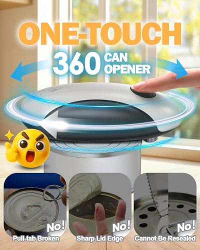 Electric Can Opener, Automatic One Touch Smooth Side Cut Opener