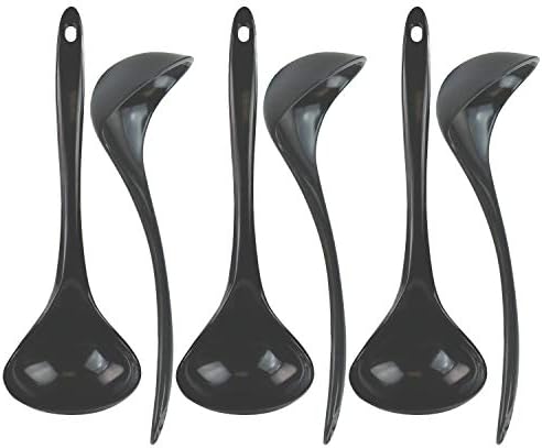 Reston Lloyd Melamine Soup Ladle Kitchen Utensil, Premium Quality Utensil with Heat Resistant Ergonomic Handle, Durable BPA-Free Plastic, 10.5 inch long, 6pc Set, Charcoal