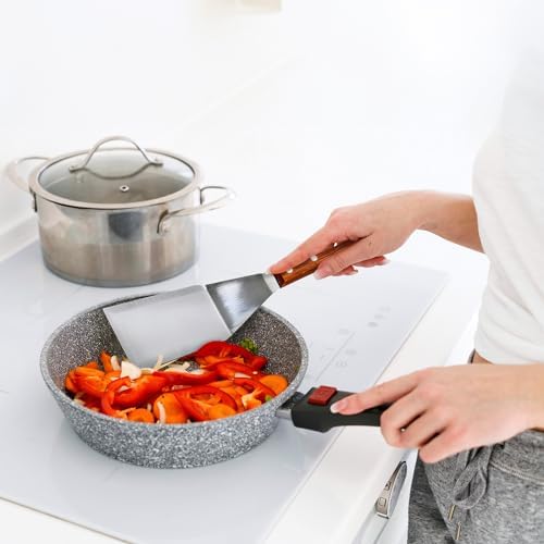 Homi Styles Stainless Steel Grill Spatula – 11" Heavy-Duty Metal Turner with Wood Handle, Beveled Edge for Cast Iron Skillets, Flat Top Griddles & BBQ – Burger, Pancake & Egg Flipper