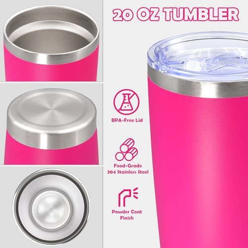 20oz Tumbler Stainless Steel Tumbler Coffee Tumbler with Lid Hot Pink, 8P