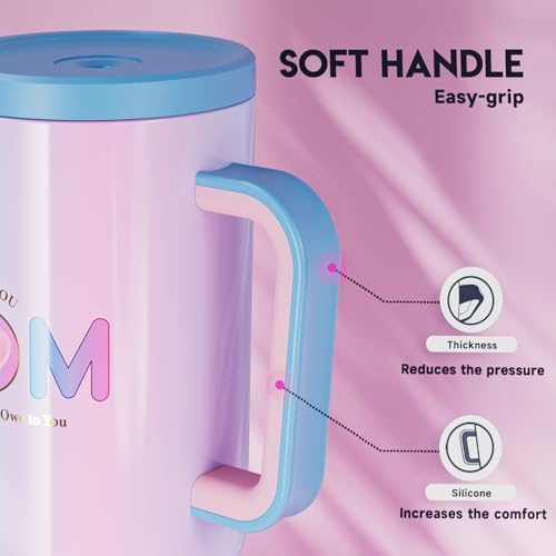 Meoky 40 oz Tumbler with Handle and Straw: Stainless Steel Insulated Tumbler with Lid and Straw - 100% Leak Proof Tumbler for Car Cup Holders - Travelers Commuters Workers, Donut