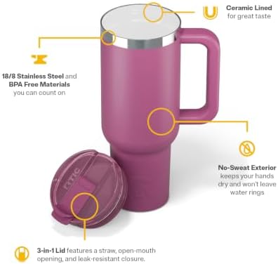 RTIC 40oz Road Trip Tumbler, Insulated, Ceramic Lined, Orchid