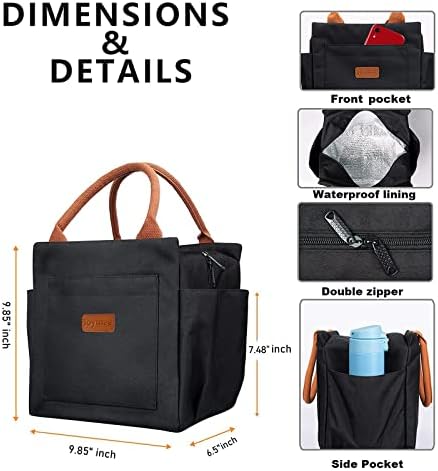 Joymee Insulated Lunch Bag For Women Reusable Leakproof - Black