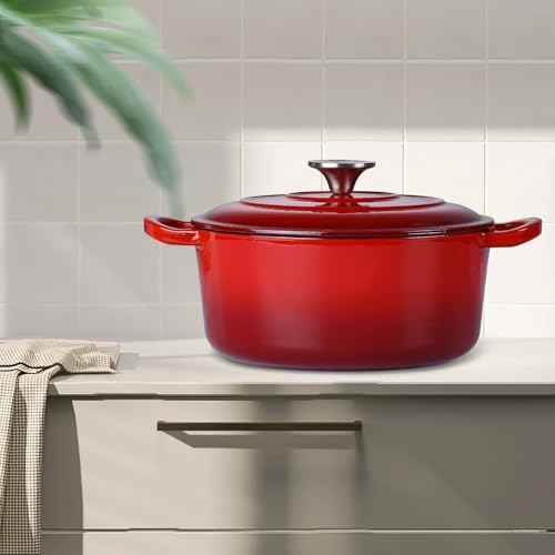Leonyo 6-Quart Enameled Cast Iron Dutch Oven Pot with Lid,