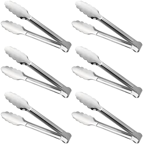 Serving Tongs, Stainless Steel Kitchen Cooking Food Buffet Salad Appetizer Tong 6 Pack 9 Inch