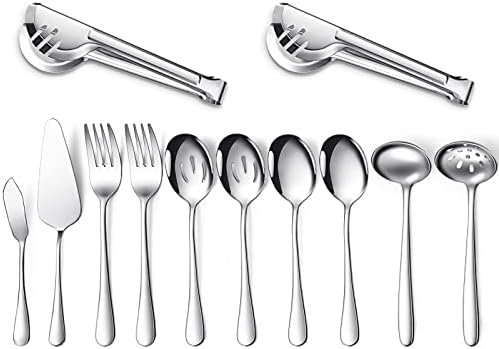 Patelai Serving Utensils Set, Silver, 12 Pieces
