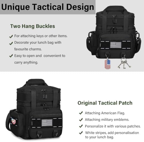 TENKIST Tactical Insulated Lunch Box Men Double Deck Heavy Duty Cooler Bag