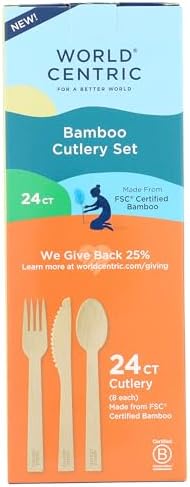 World Centric, Assorted Bamboo Cutlery, 24 Count