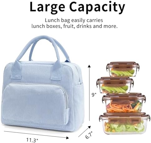 Lunch Bag Women Lunch Box for Women Adult Cute Insulated Lunch Bag Lager Cooler Lunch Tote Bags for Work Picnic (Blue)