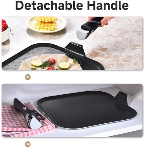 LOLYKITCH 11'' Nonstick Square Griddle Pan - Tri-Ply Stainless Steel
