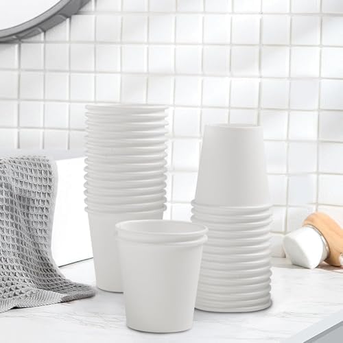 Clawsoff 100 Pack 3 oz White Paper Cups Disposable Small Mouthwash Cups